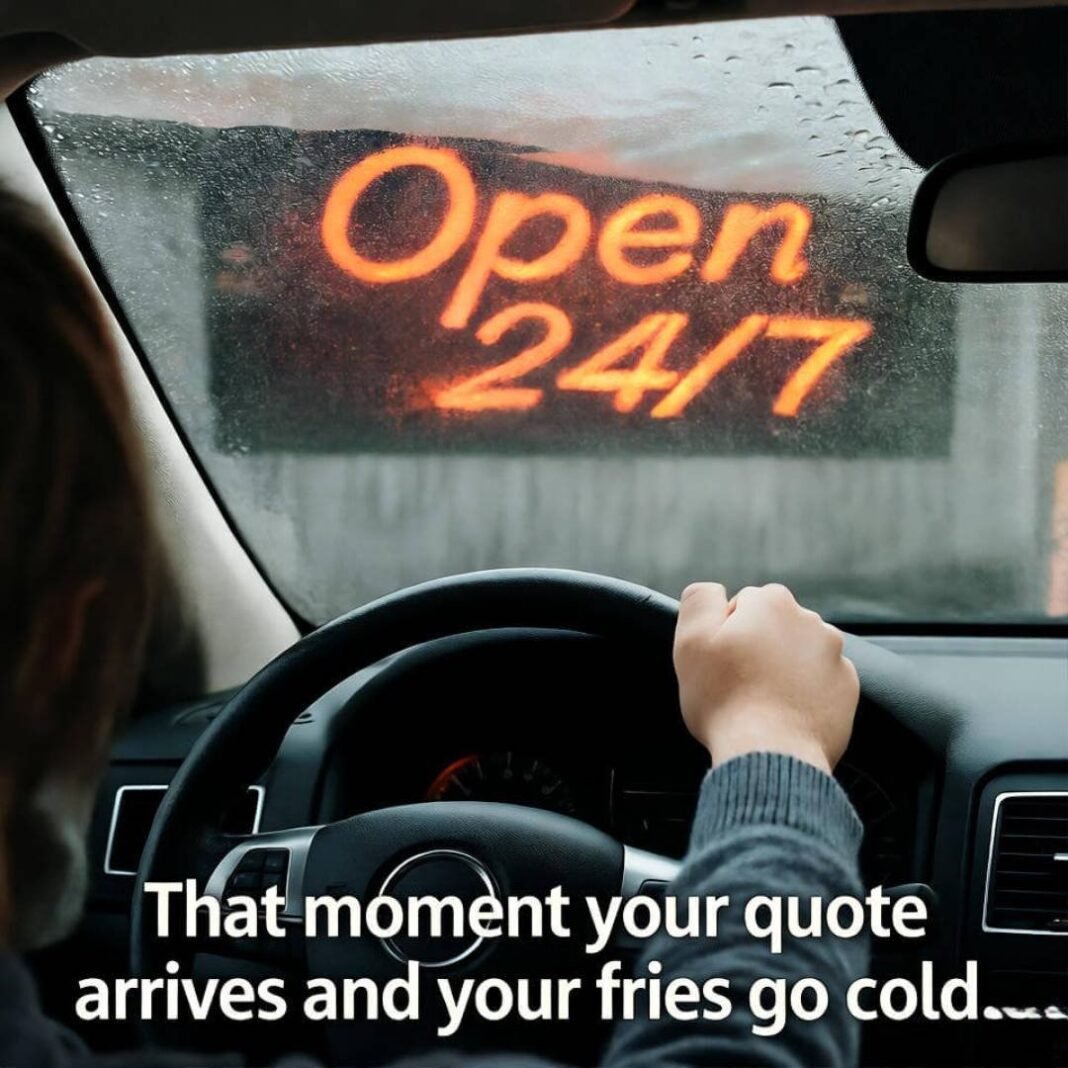 Foggy car close-up, rain-streaked glass, neon 