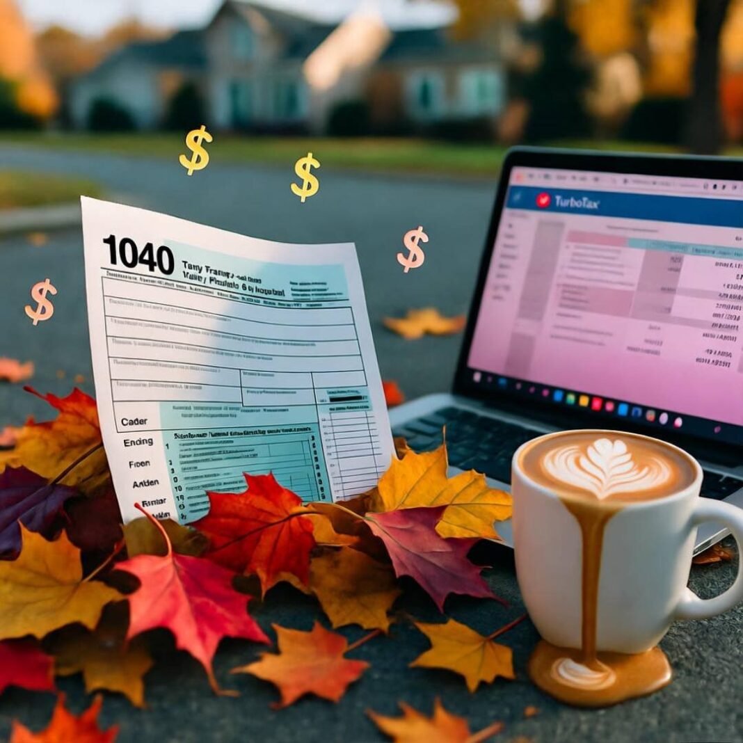 Spilled latte, tax form, TurboTax panic.